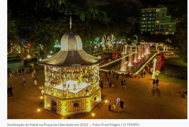 Iluminação de Natal na Praça da Liberdade em 2022 — Foto Fred Magno - O TEMPO