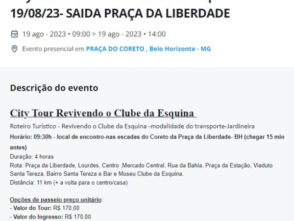 City Tour Revivendo o Clube da Esquina - 19/08/2023